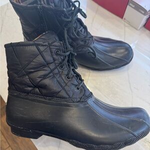 Sperry Top Sider Womens Saltwater Black Rainboots Size 10 Medium (B, M)